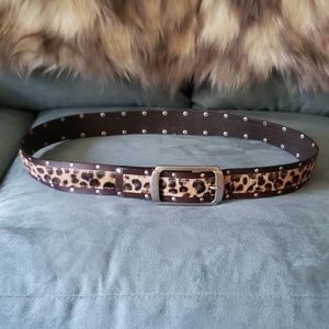 Calf hair studded cheetah belt